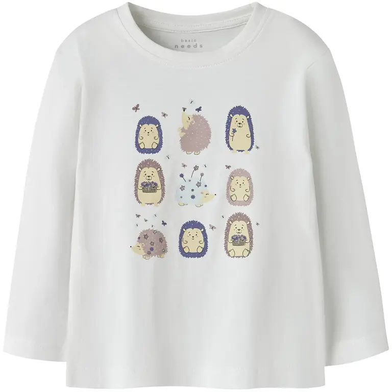 Longsleeve Veen (bright white hedgehogs)