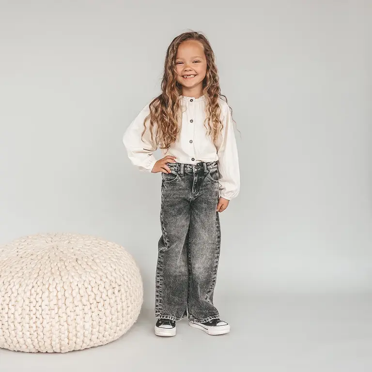 Spijkerbroek glitter wide fit (acid grey)