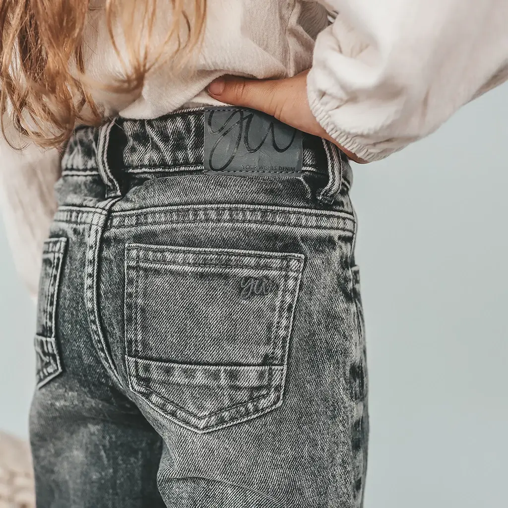 Spijkerbroek glitter wide fit (acid grey)