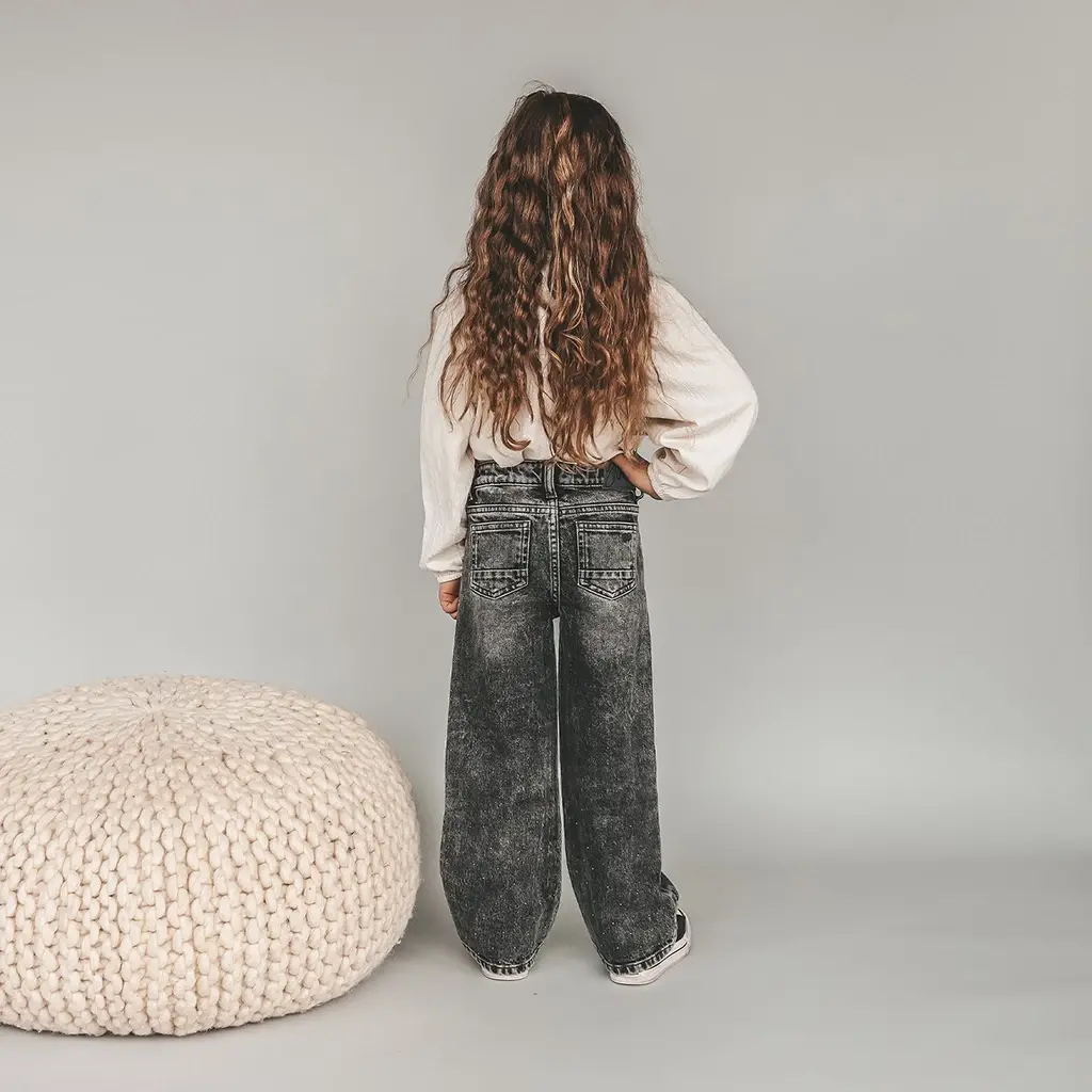 Spijkerbroek glitter wide fit (acid grey)