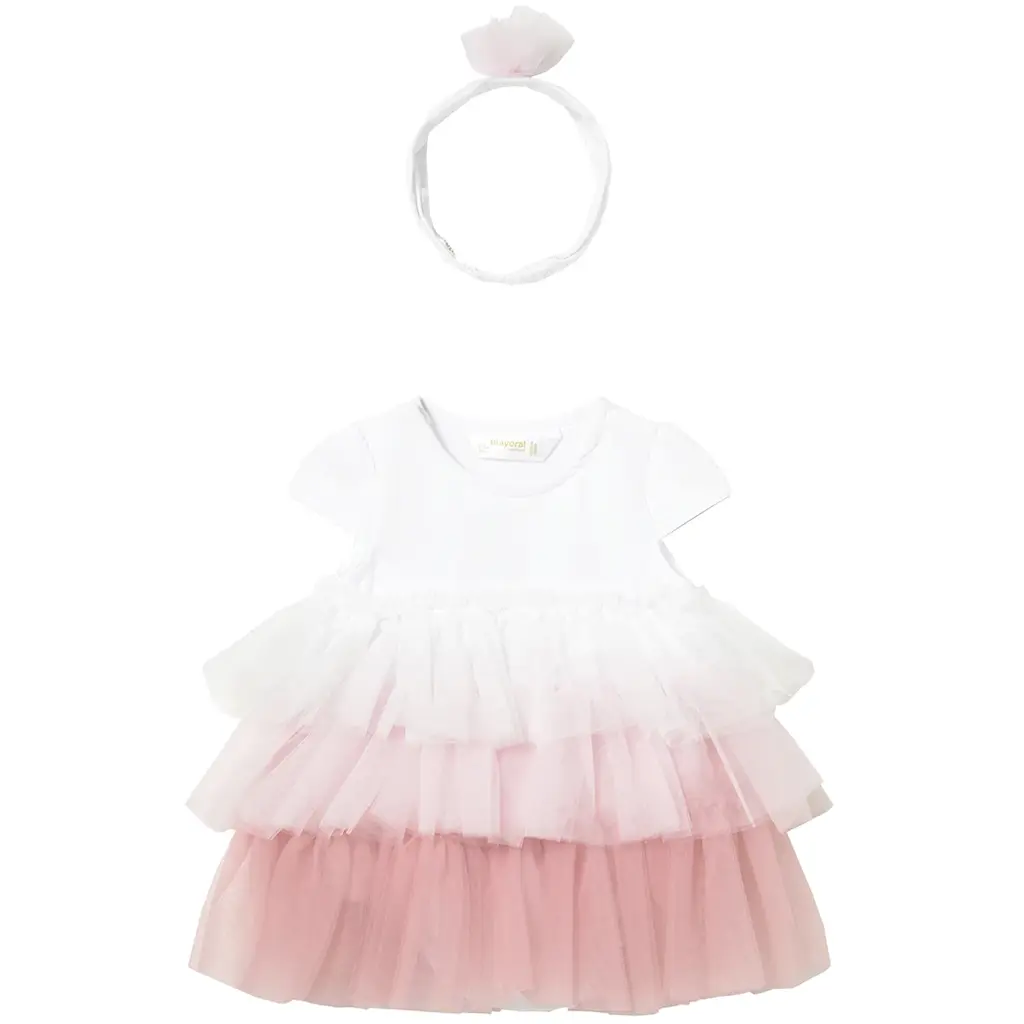Jurkje met haarbandje (baby rose)