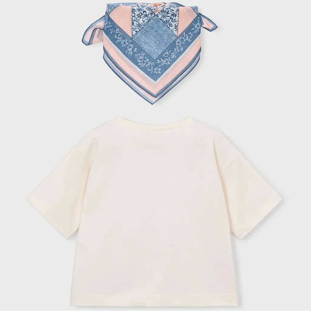 T-shirt met sjaaltje (sky bone)