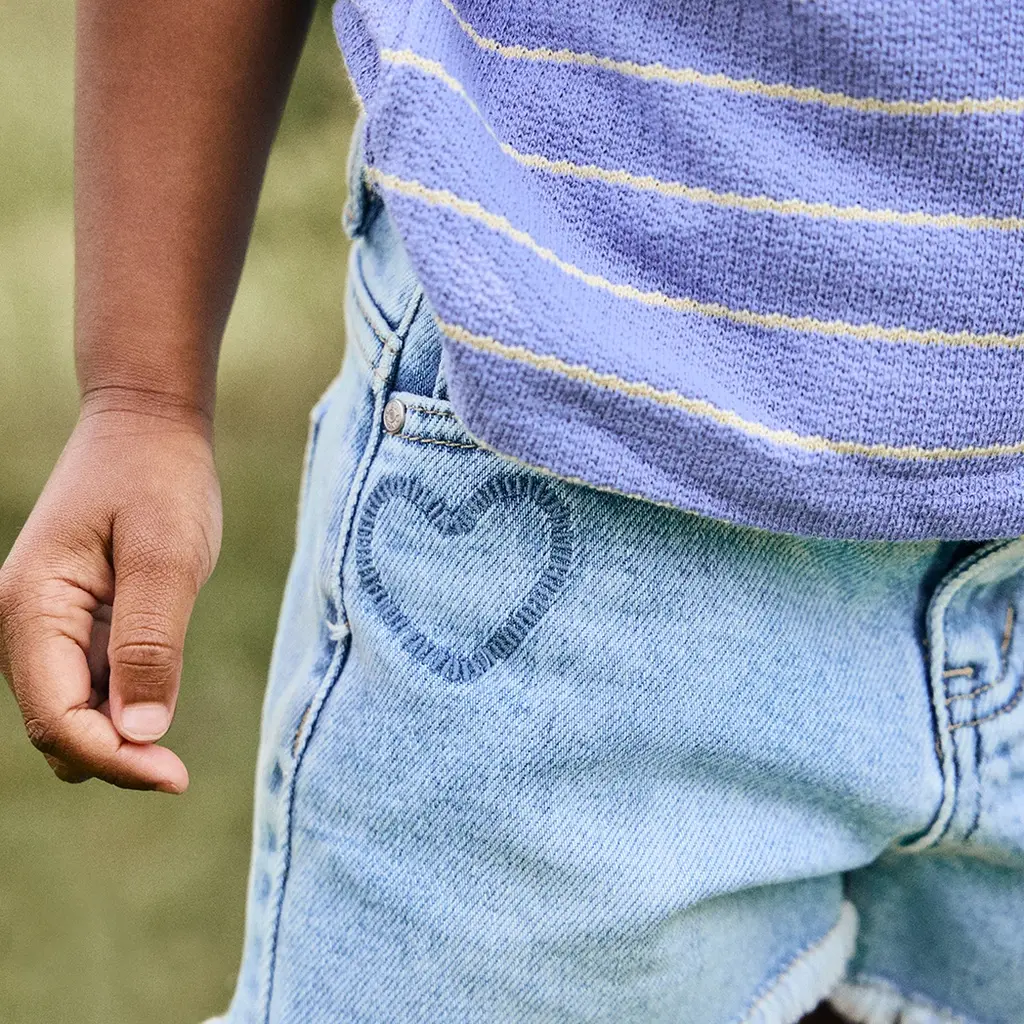 Korte spijkerbroek heart (blue denim)
