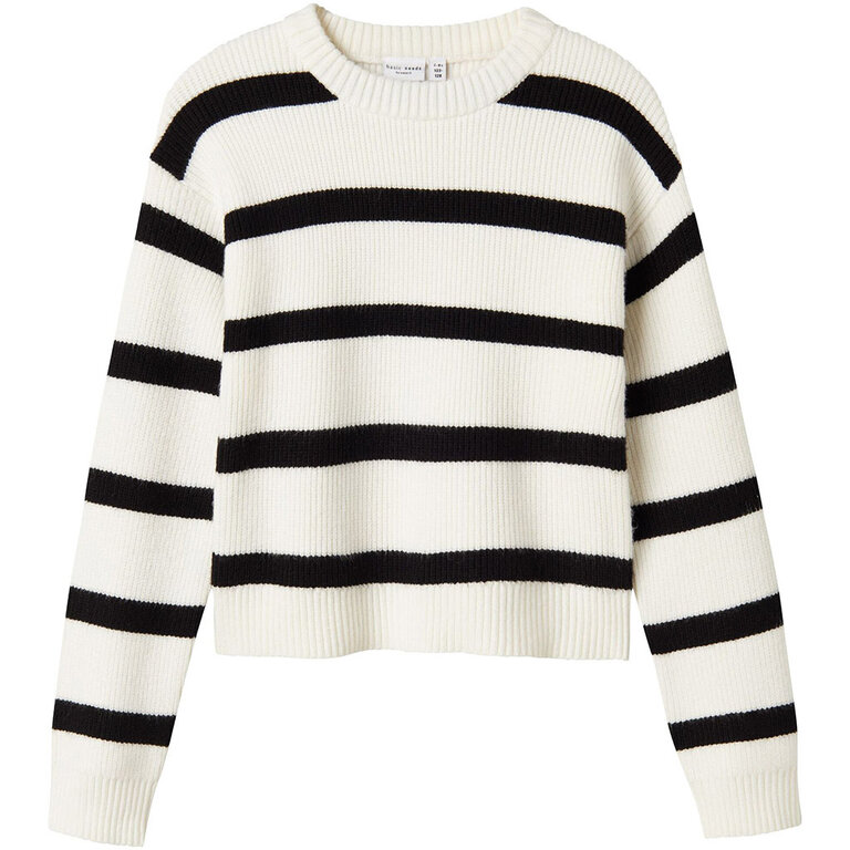 Gebreide trui Vnilla (cloud dancer/black stripe)