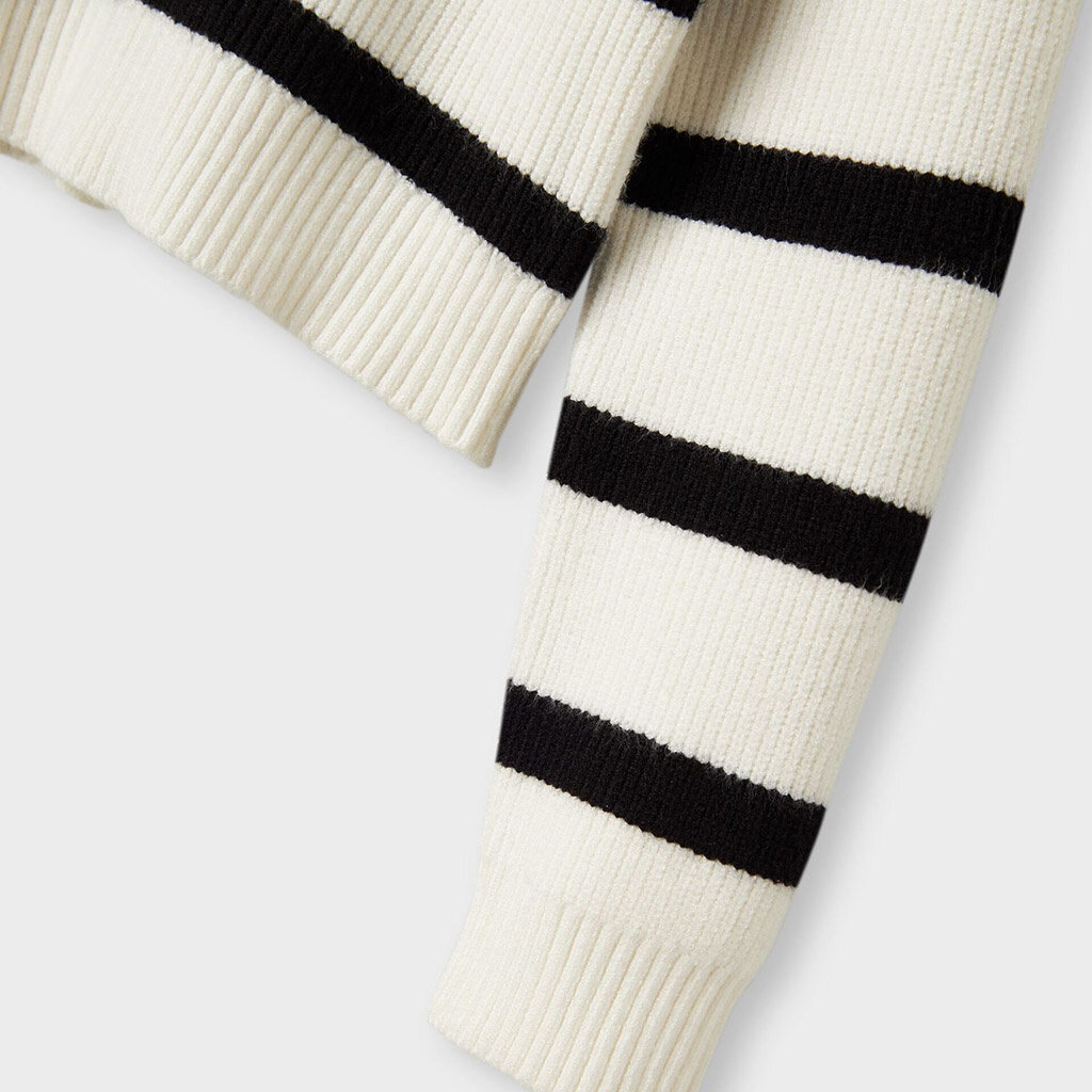 Gebreide trui Vnilla (cloud dancer/black stripe)