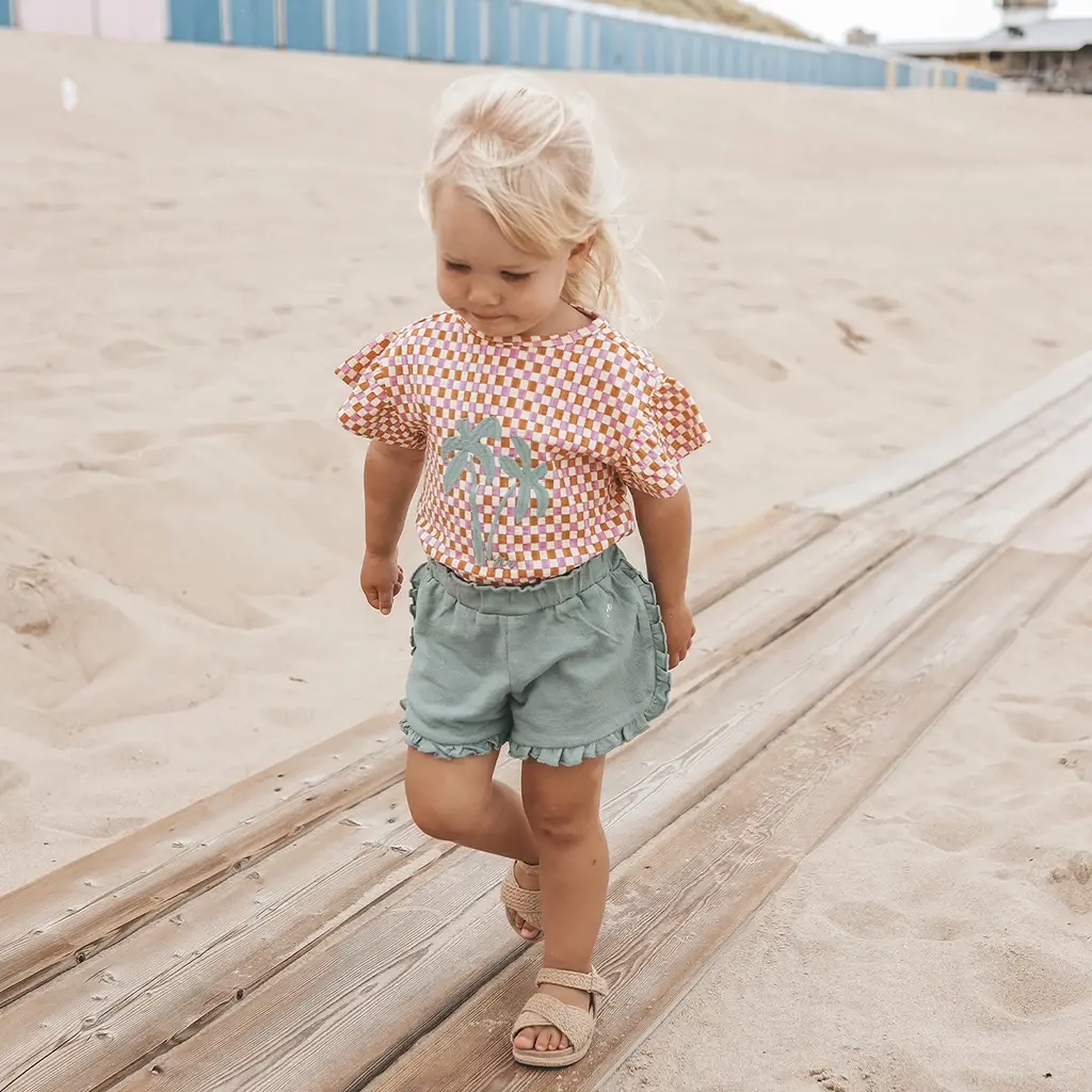 Kort broekje ruffle (ocean)