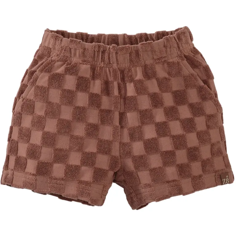 Korte broek blokken badstof Novan (blush brown)