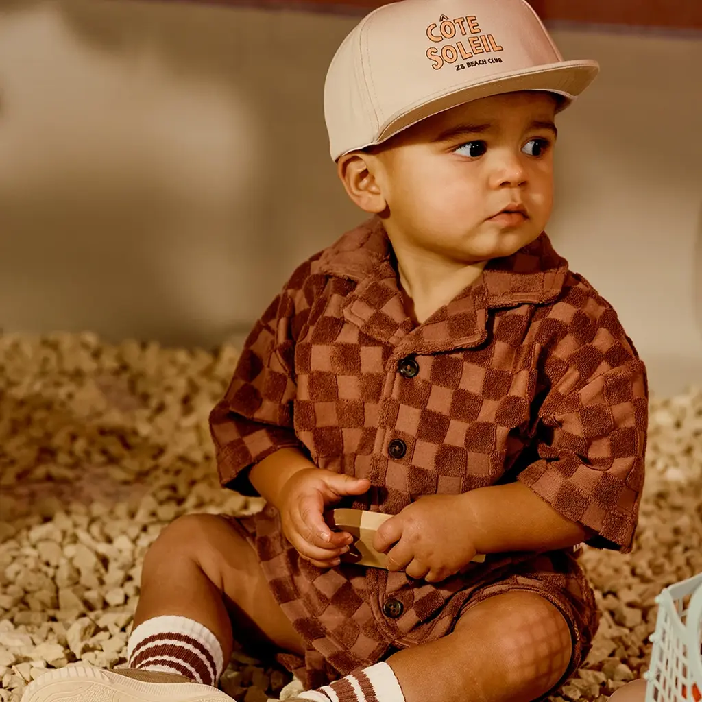 Korte broek blokken badstof Novan (blush brown)