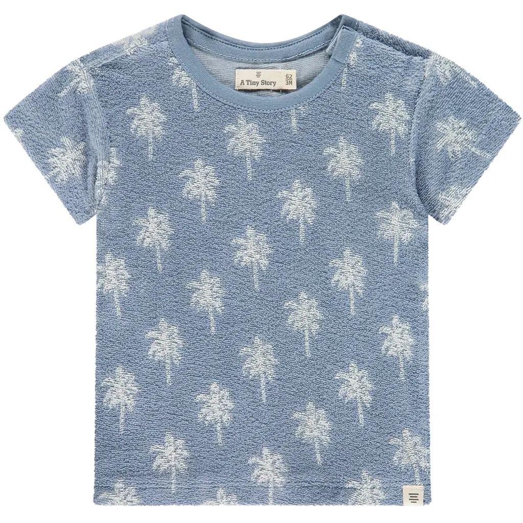 T-shirtje badstof palmen (light blue)