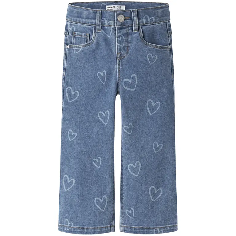 Jeans WIDE FIT Rose (medium blue denim, hearts)
