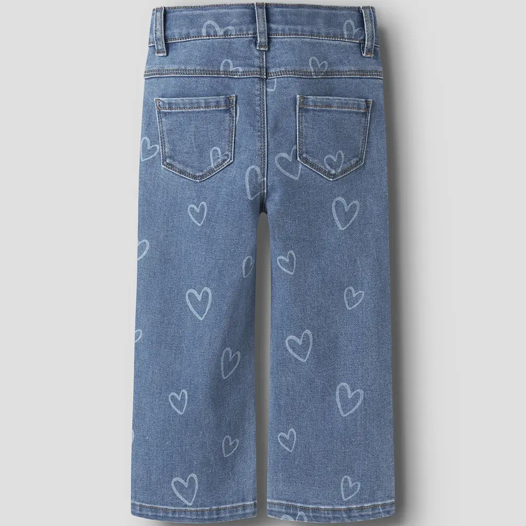 Jeans WIDE FIT Rose (medium blue denim, hearts)