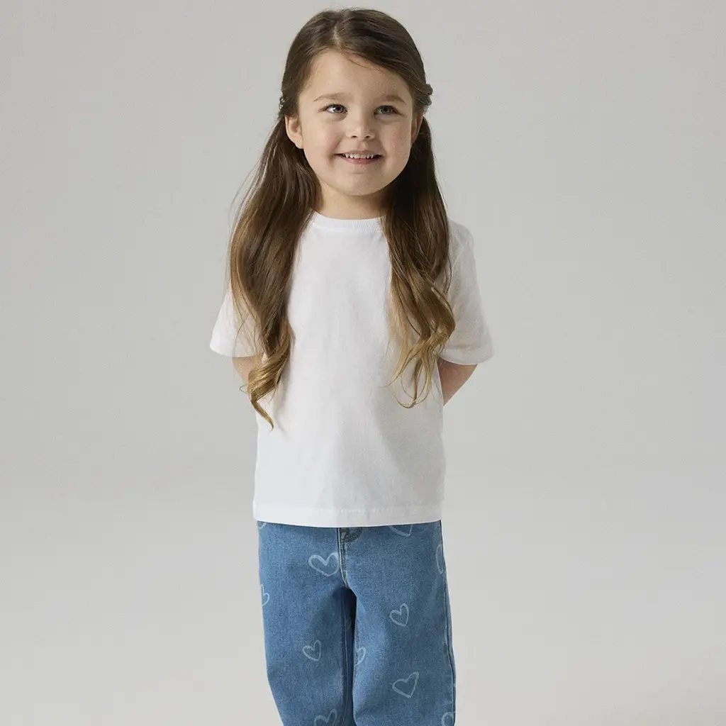 Jeans WIDE FIT Rose (medium blue denim, hearts)