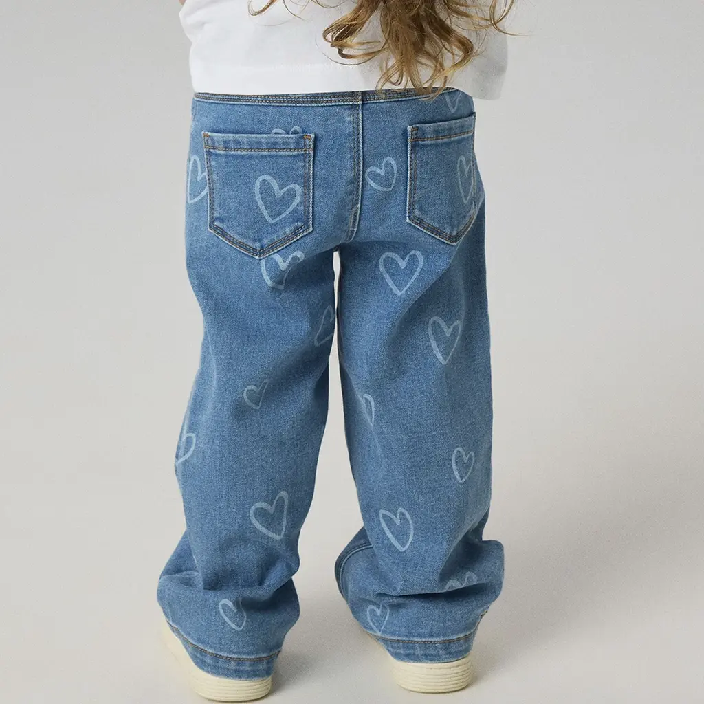 Jeans WIDE FIT Rose (medium blue denim, hearts)
