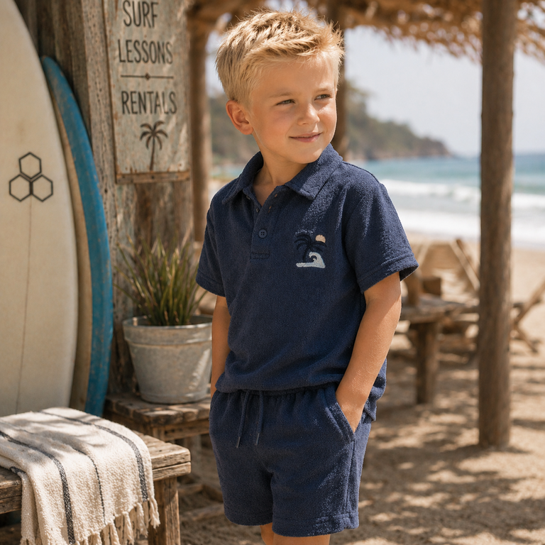 Korte broek badstof Jared (vintage indigo)