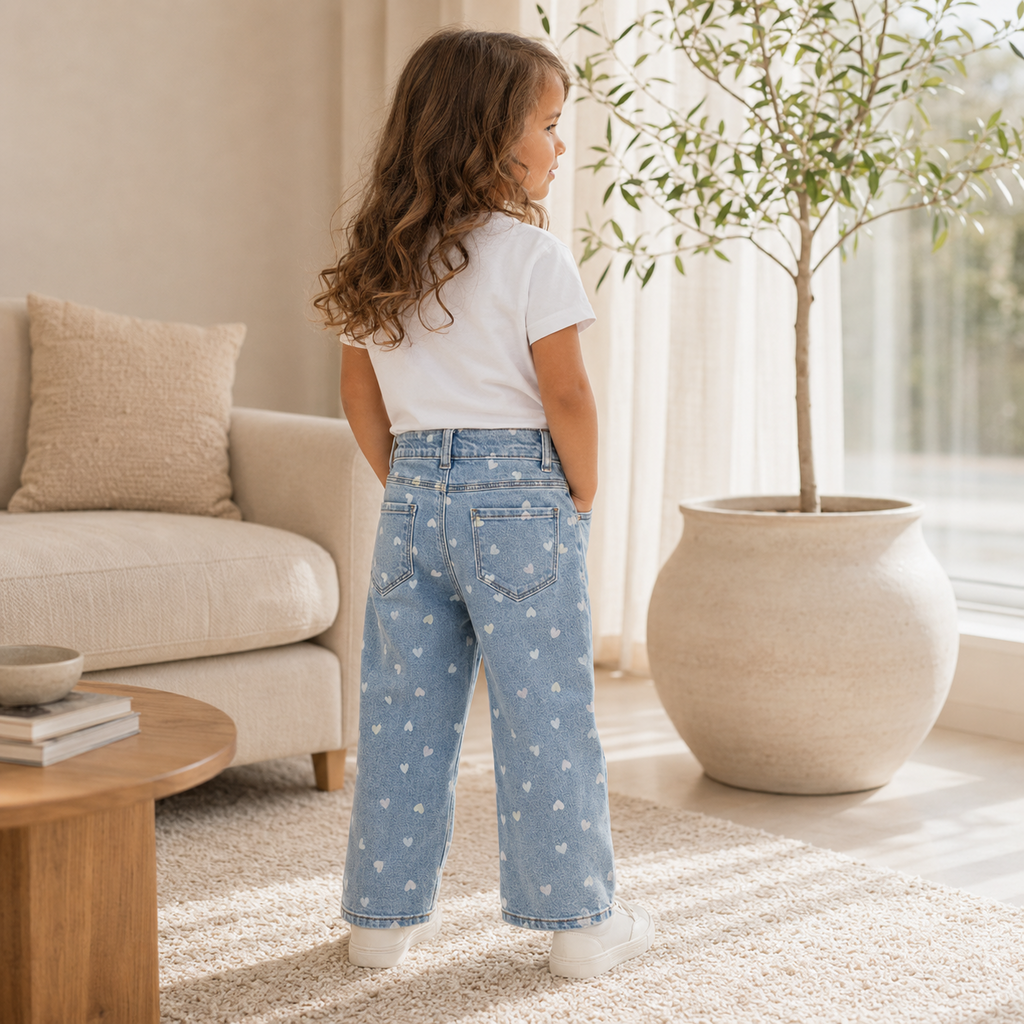 Jeans MOM FIT Bella (medium blue denim hearts)