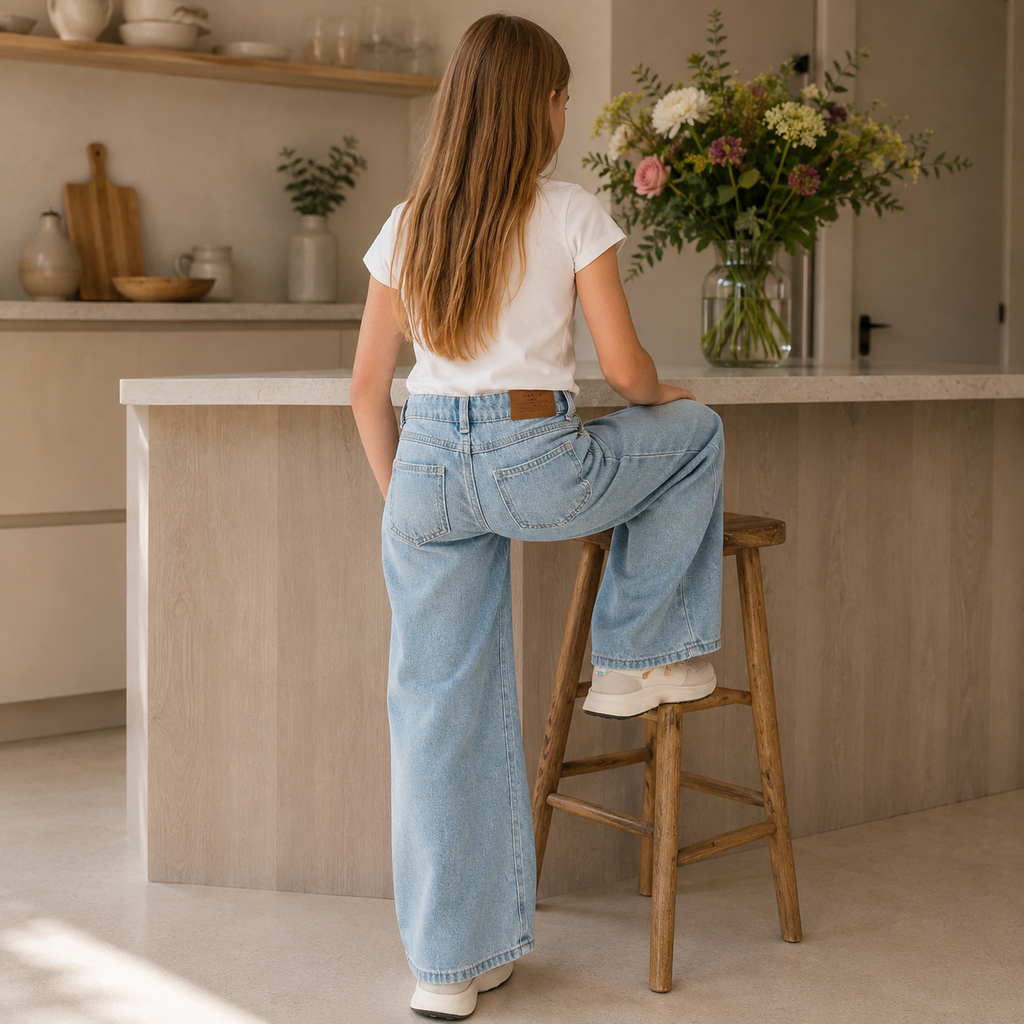 Broek wide fit Rose (light blue denim)