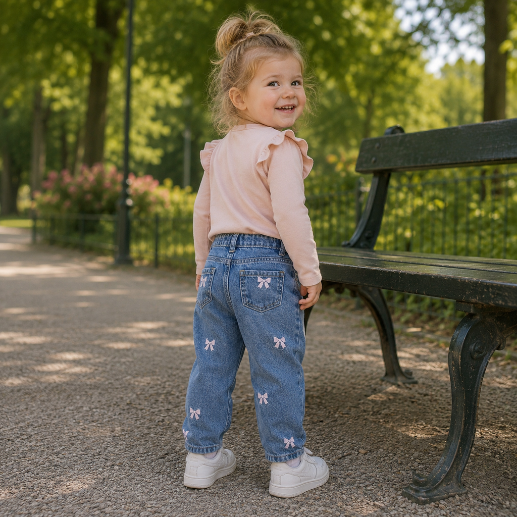 Jeans MOM FIT strikjes Bella (medium blue denim)