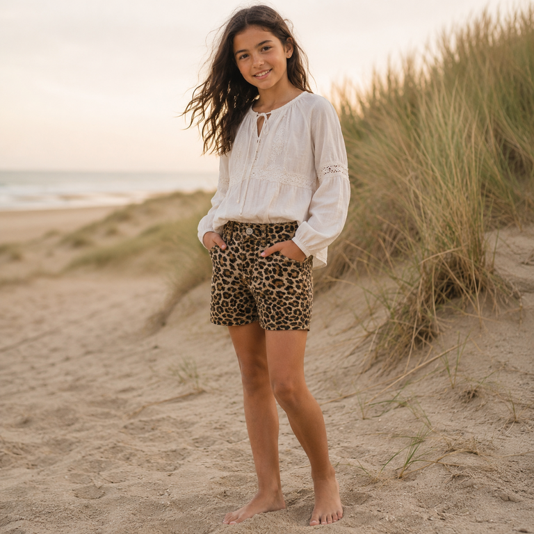 Korte broek MOM FIT Rose (silver mink leopard)