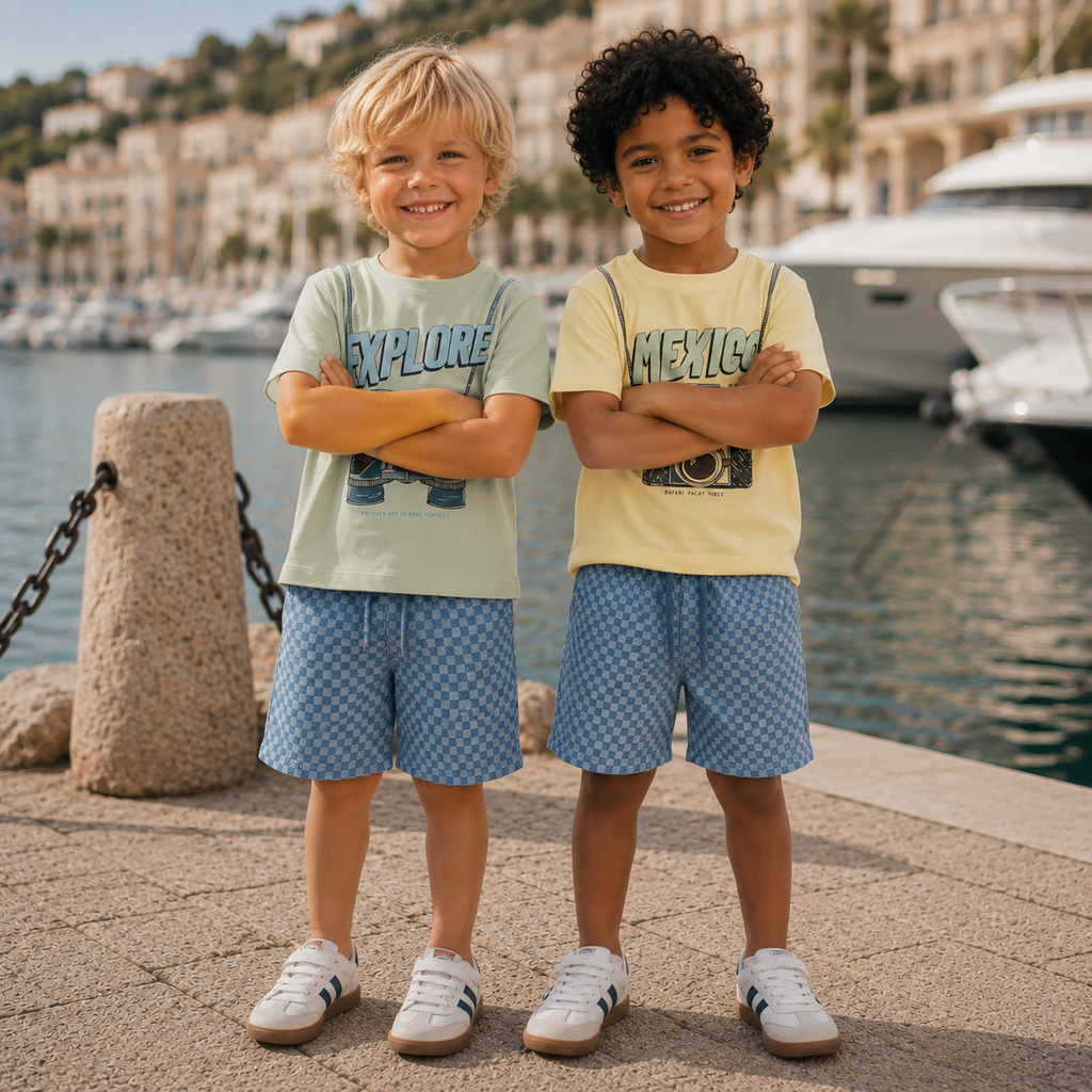 Korte jog jeans  JOGGER Ben (medium blue denim blocks)