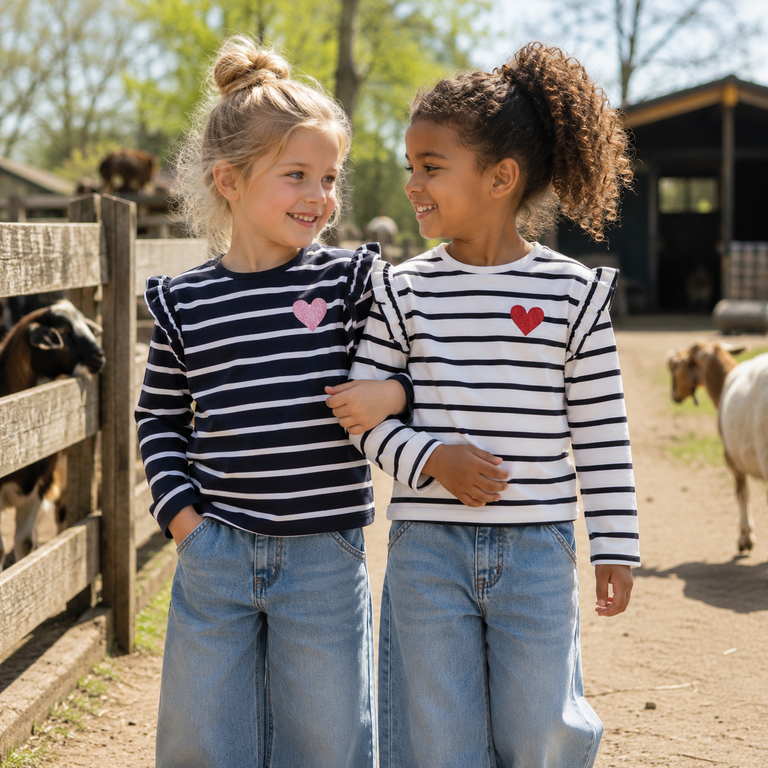Twee longsleeve Toverlina (dark sapphire/bright white)