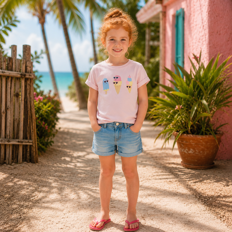 Korte broek MOM FIT twill Rose (light blue denim)