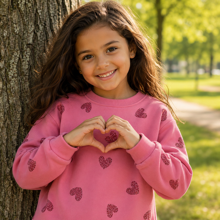 Trui sweat Viluba (flowering ginger glitter hearts)