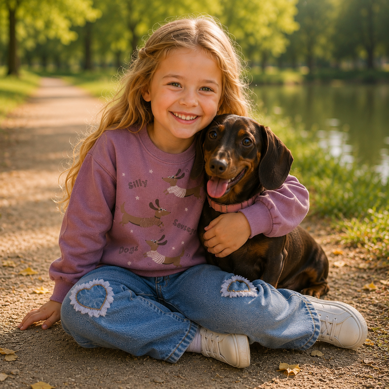 Trui sweat Vasacha (lilas sausage dogs)