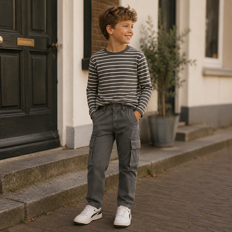 Broek TAPERED FIT twill cargo Ben (peat)