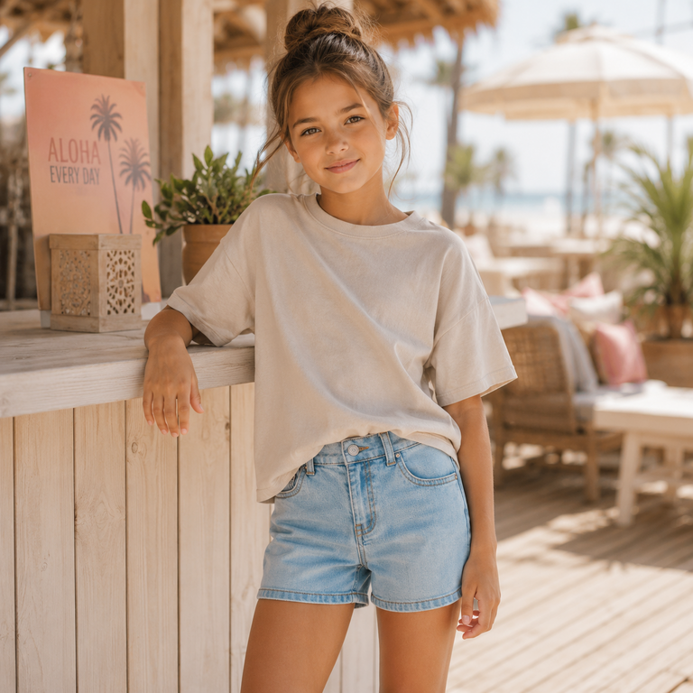 Korte broek WIDE LEG Rose (light blue denim)