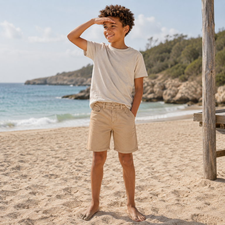 Korte broek twill STRAIGHT Ryan (irish cream)