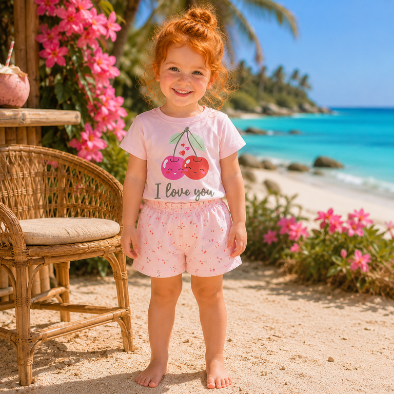 Korte broek Vilinse (cradle pink heart cherries)