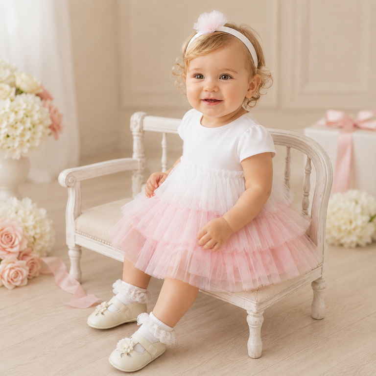 Jurk met haarbandje (baby rose)