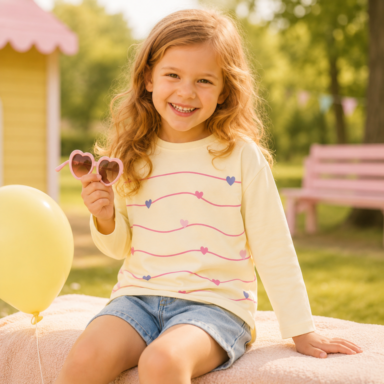 Longsleeve Veen (pear sorbet fun stripe)