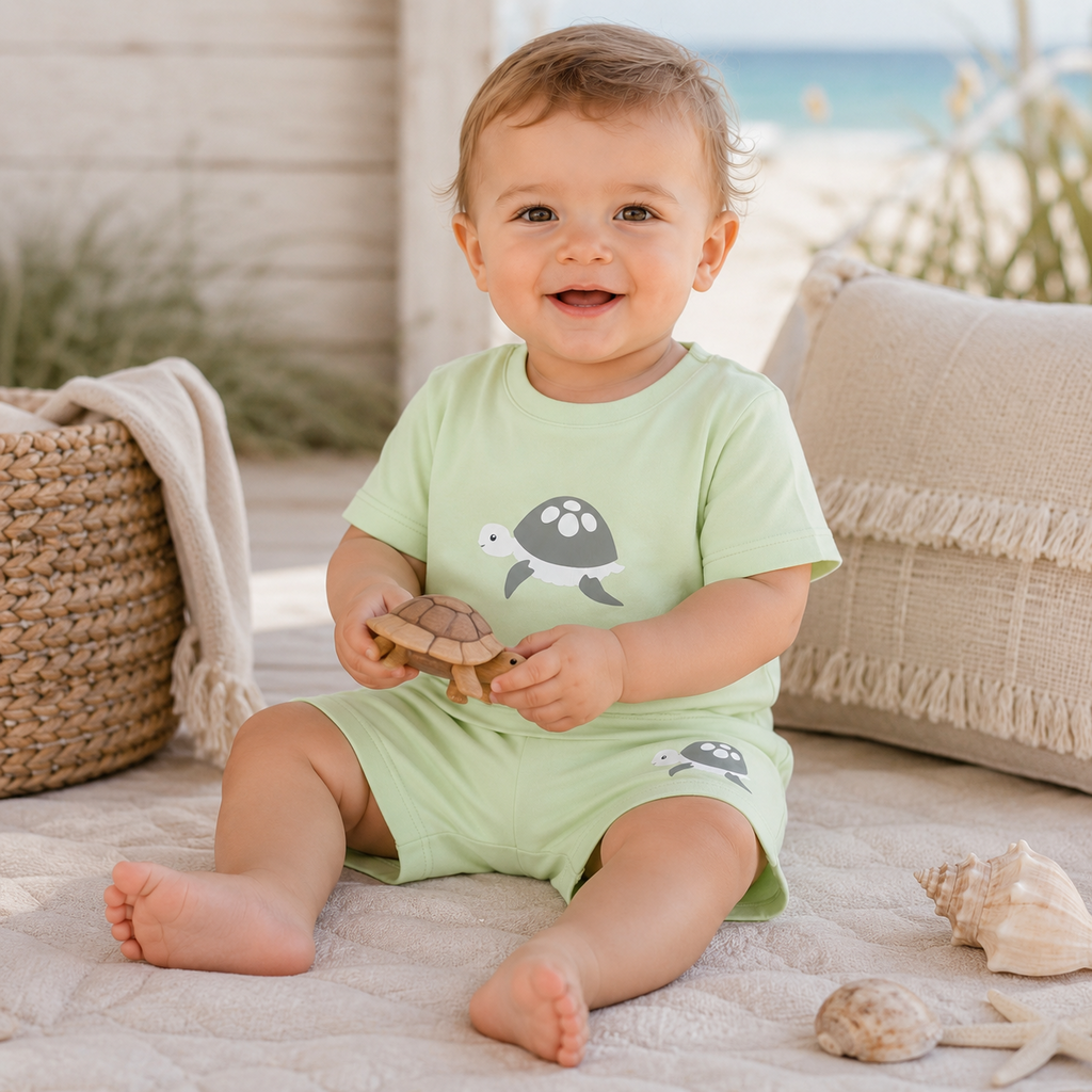 Kort broekje Vacion (lime cream turtle)