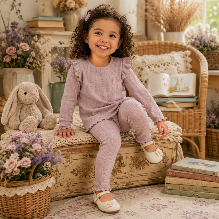 Broekje rib SLIM Blitta (dawn pink melange)