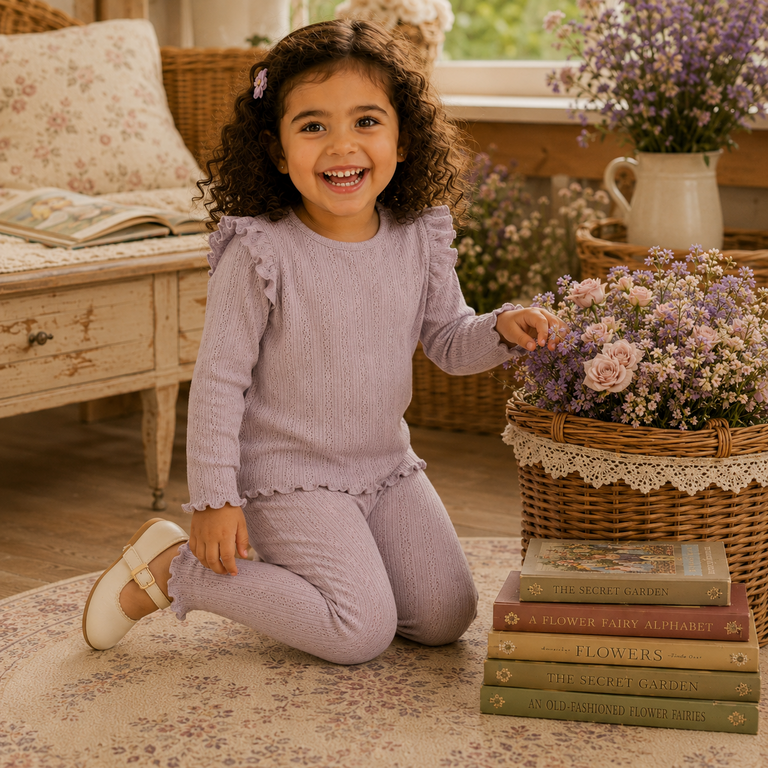 Longsleeve rib ruffle SLIM Blitta (lilac marble melange)