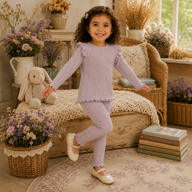 Broekje rib SLIM Blitta (lilac marble melange)