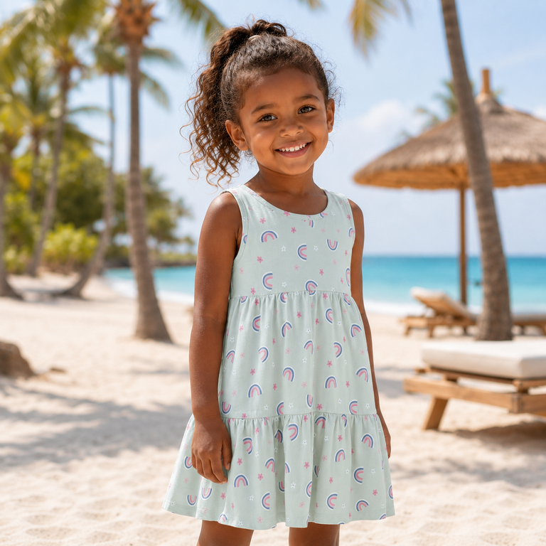 Zomerjurkje REGULAR FIT Vigga (pale aqua rainbow)