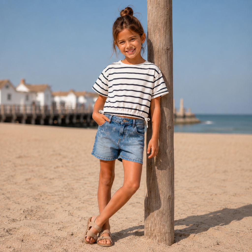 T-shirt cropped boxy Funion (jets stream/dark sapphire)