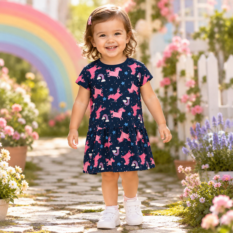 Zomerjurkje Vigga unicorn (dark sapphire)