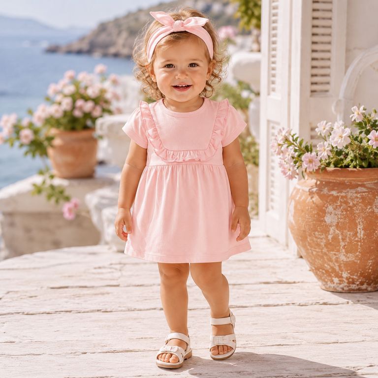 Jurk met haarbandje (soft pink)