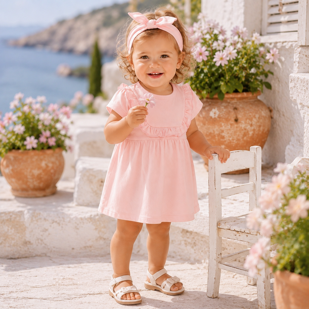 Jurk met haarbandje (soft pink)