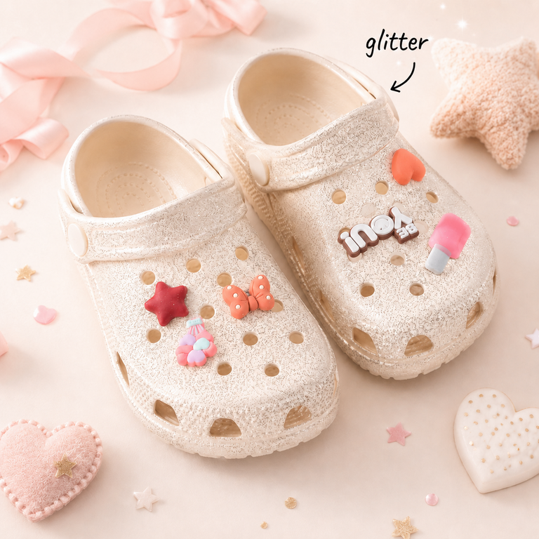 Kinder crocs Fame (créme de pêche glitter)