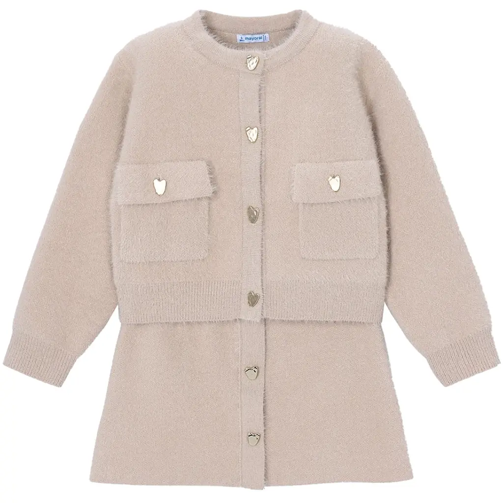 Tweedelige fluffy set (beige)
