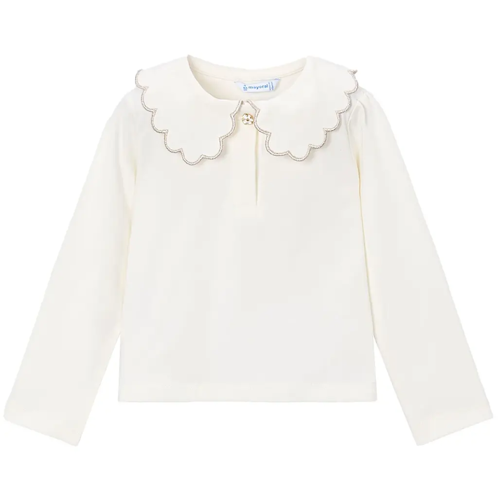 Longsleeve polo met sierkraagje (nat-champa)