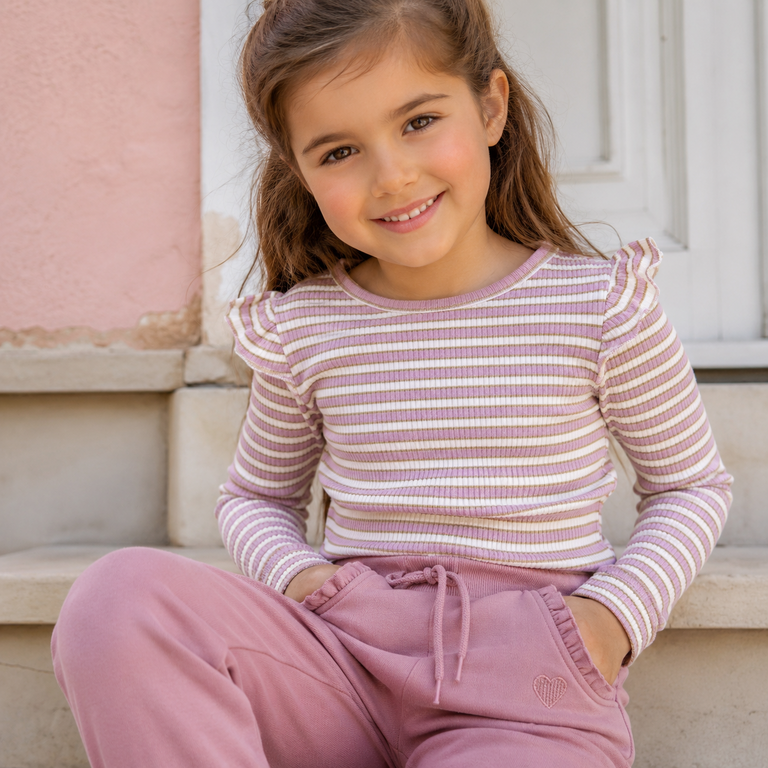 Longsleeve rib ruffle Taias (dawn pink/cloud dancer)
