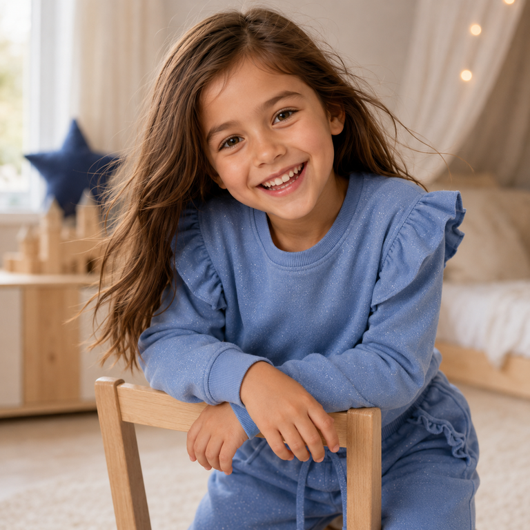 Trui sweat ruffles Tilde (persian jewel)