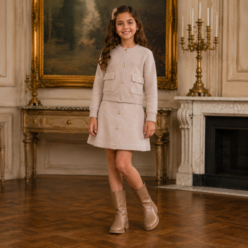 Tweedelige fluffy set (beige)