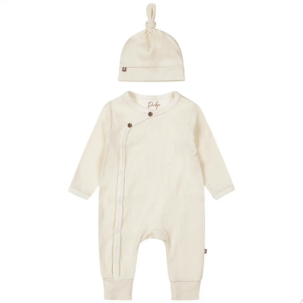 Tweedelig setje overslag rib (off-white)