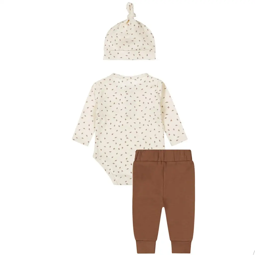 Driedelig baby setje blaadjes (brown)
